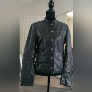 Leather Vintage Y2K Italian Rider Moto Grunge Retro Gray Cropped Shacket Jacket